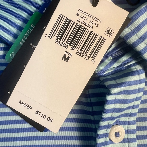 RLX Ralph Lauren Golf Classic Fit Airflow Jersey Stripe Polo in blue M NWT $110 - Picture 7 of 8